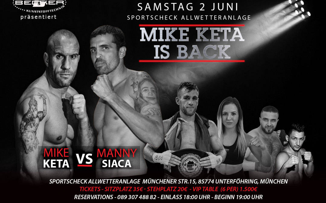 Mike Keta is back: Der Münchner Boxer kämpft am 2. Juni bei Keta’s Fight Gala gegen Manny Siaca